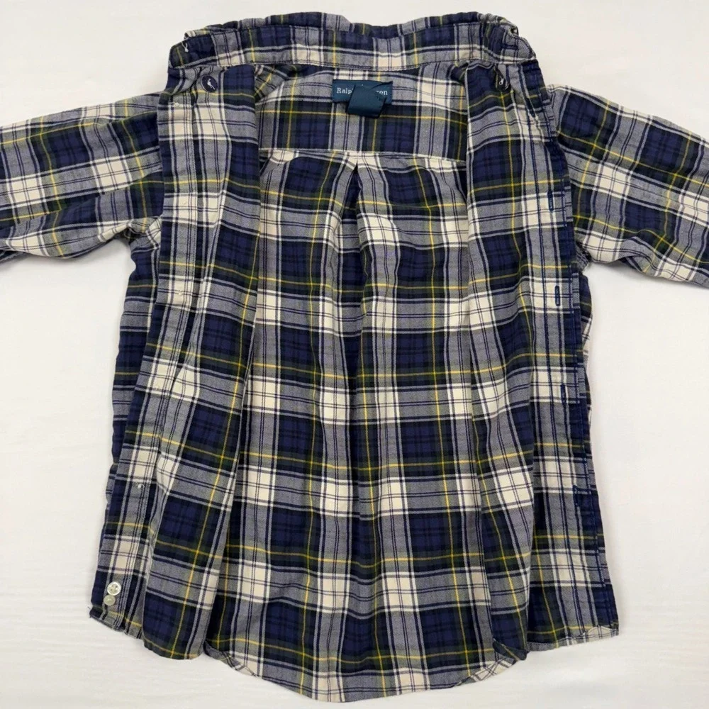 Ralph Lauren Boys Size 5‎ Plaid Button Down Shirt Long Sleeve Cotton Red Pony